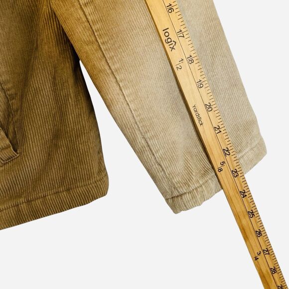 Vintage Y2K Esprit Corduroy Hooded Jacket Women M Beig  Full Zip Faux Fur Trim - Picture 8 of 12